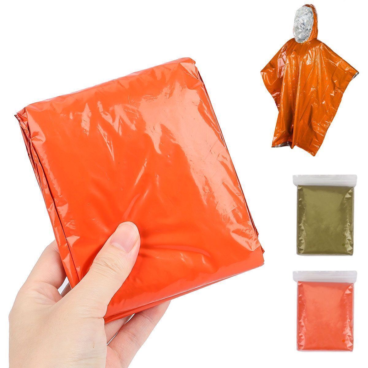 Reusable Thermal Emergency Poncho Waterproof Rain Camping Gear 1/2PC