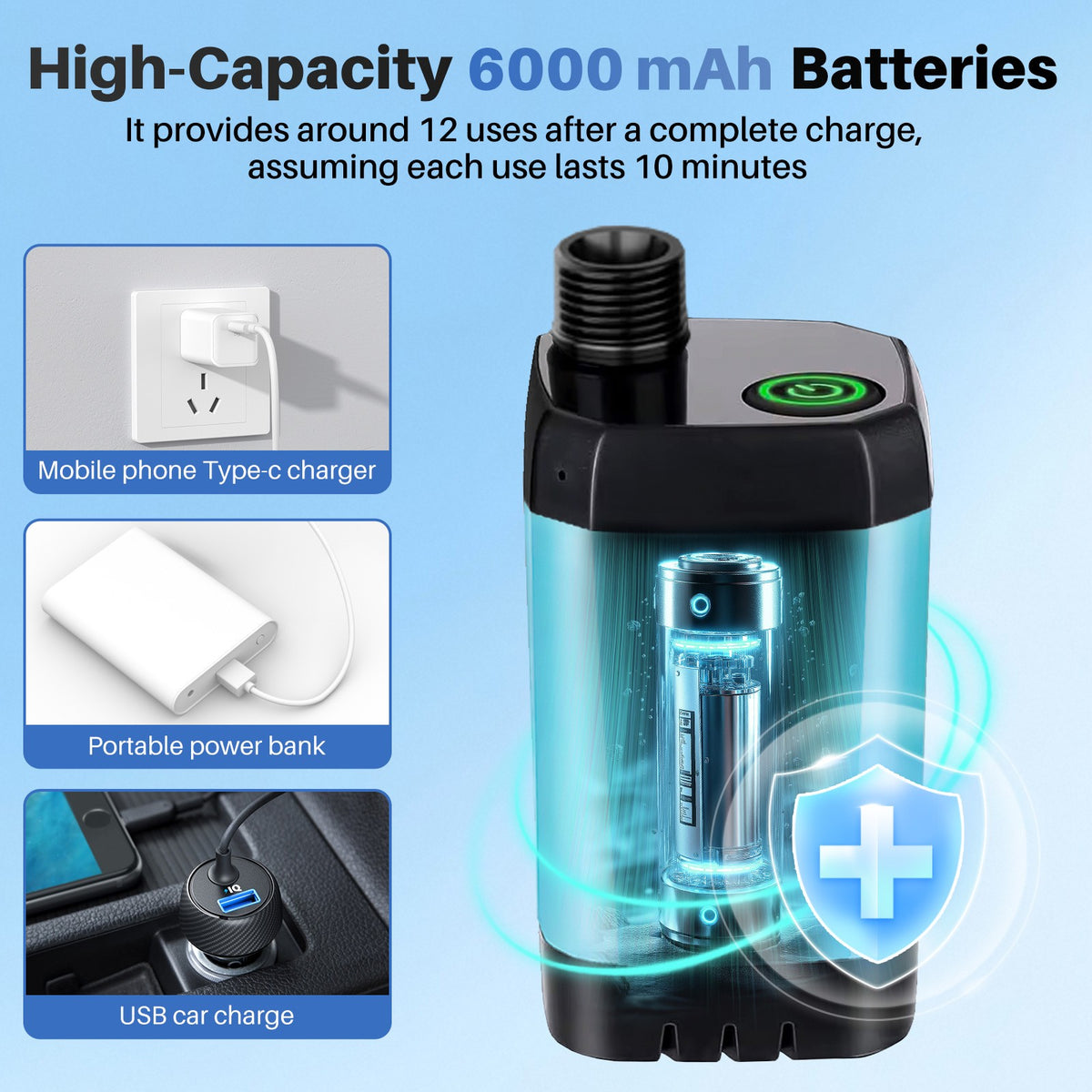 Portable Camping Shower with Water Heater and Rechargeable Pump - Outdoor Shower Set