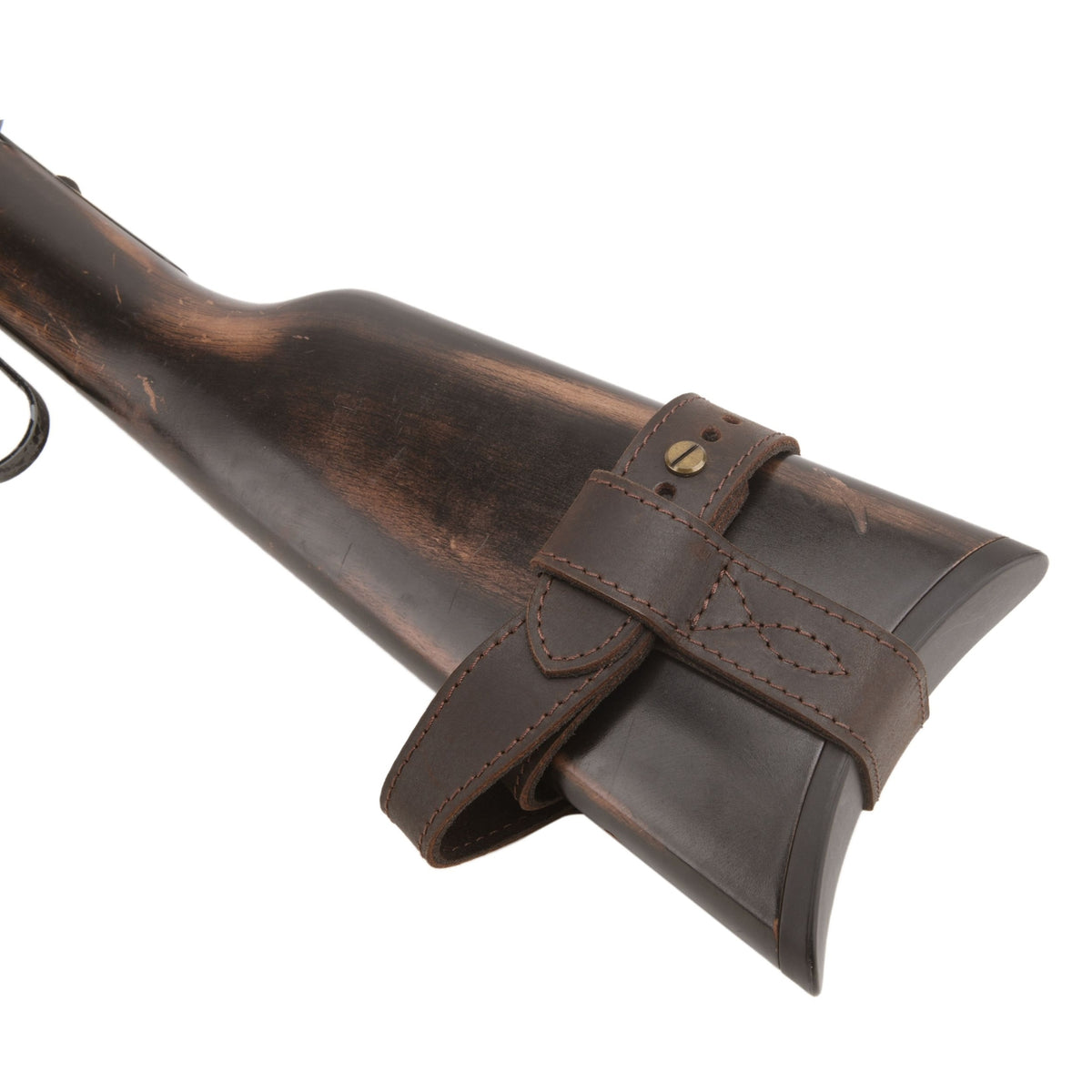 No-Drill Leather Rifle Buttstock Holder Sling Mount - Adjustable, Heavy-Duty