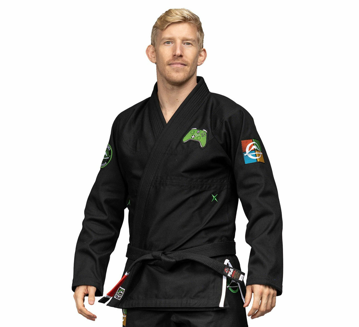 Lightweight Mens Jiu-Jitsu Gi - Gamer Series, Black & Green - Fuji Suparaito