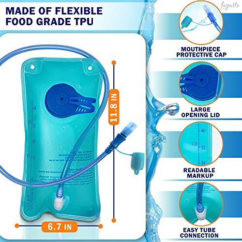 1L Hydration Bladder Backpack for Hiking Camping Water Bottle Reusable