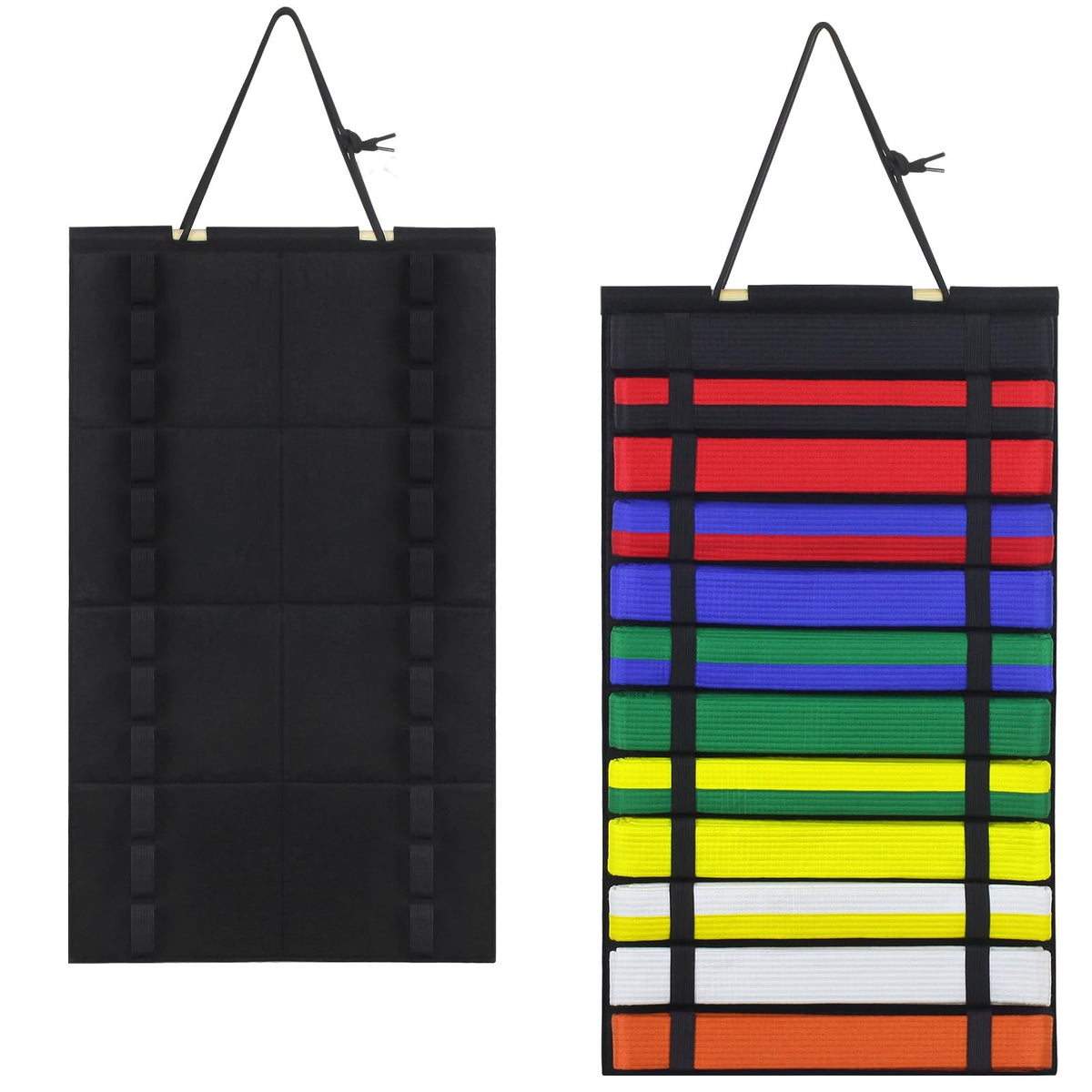 Martial Arts Belt Display Rack Holds 12 Belts Wall Organizer for Karate Taekwondo