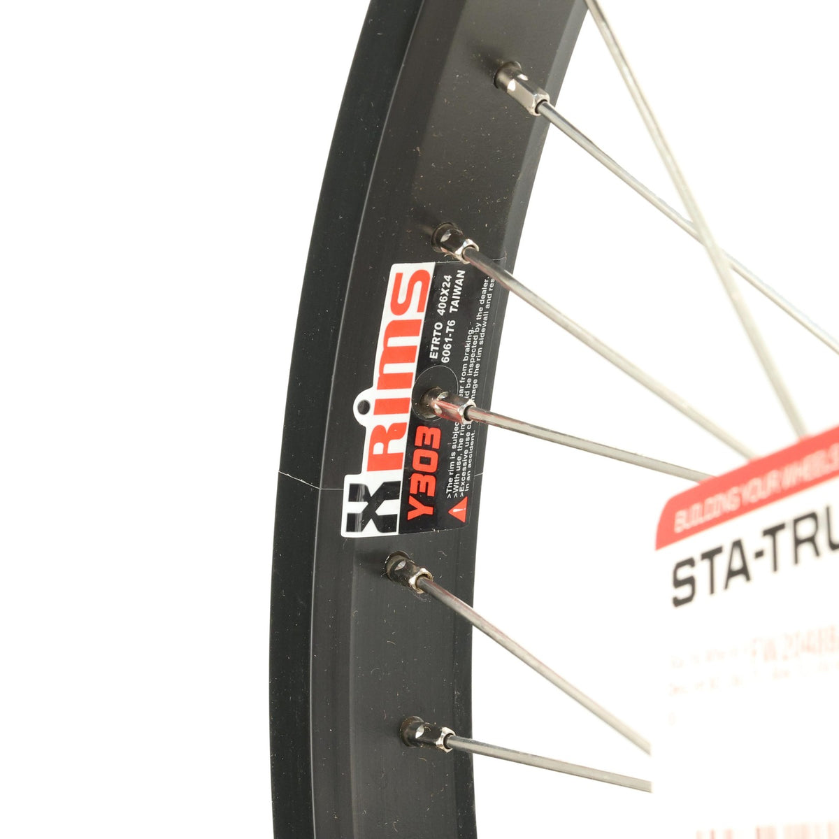 20-Inch BMX Front Wheel with Aluminum Rim 48 Spokes Bolt-On Black Alloy