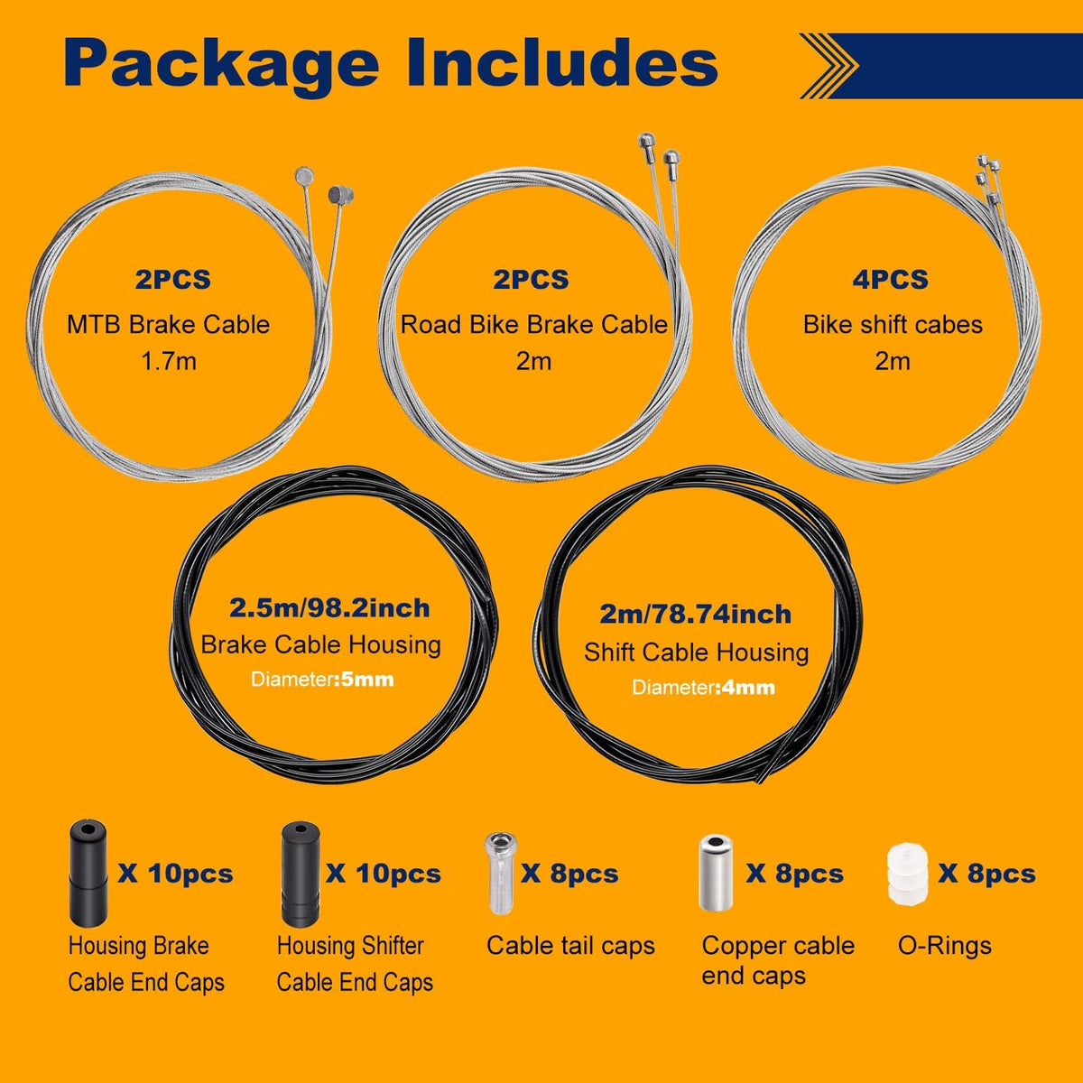 Bike Brake Cable & Housing Kit, Mountain & Road Bicycle Repair Set