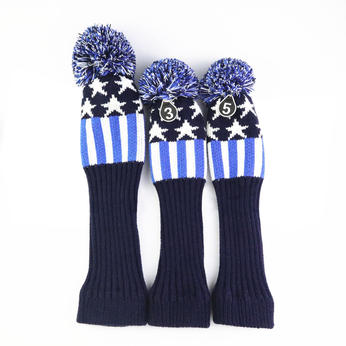 3-Piece Knitted Golf Club Head Cover Set for Fairway Woods & Drivers