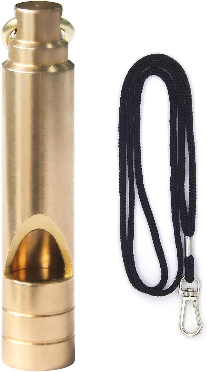 Loud Emergency Brass Whistle 125 dB Survival Keychain for Outdoor & Safety