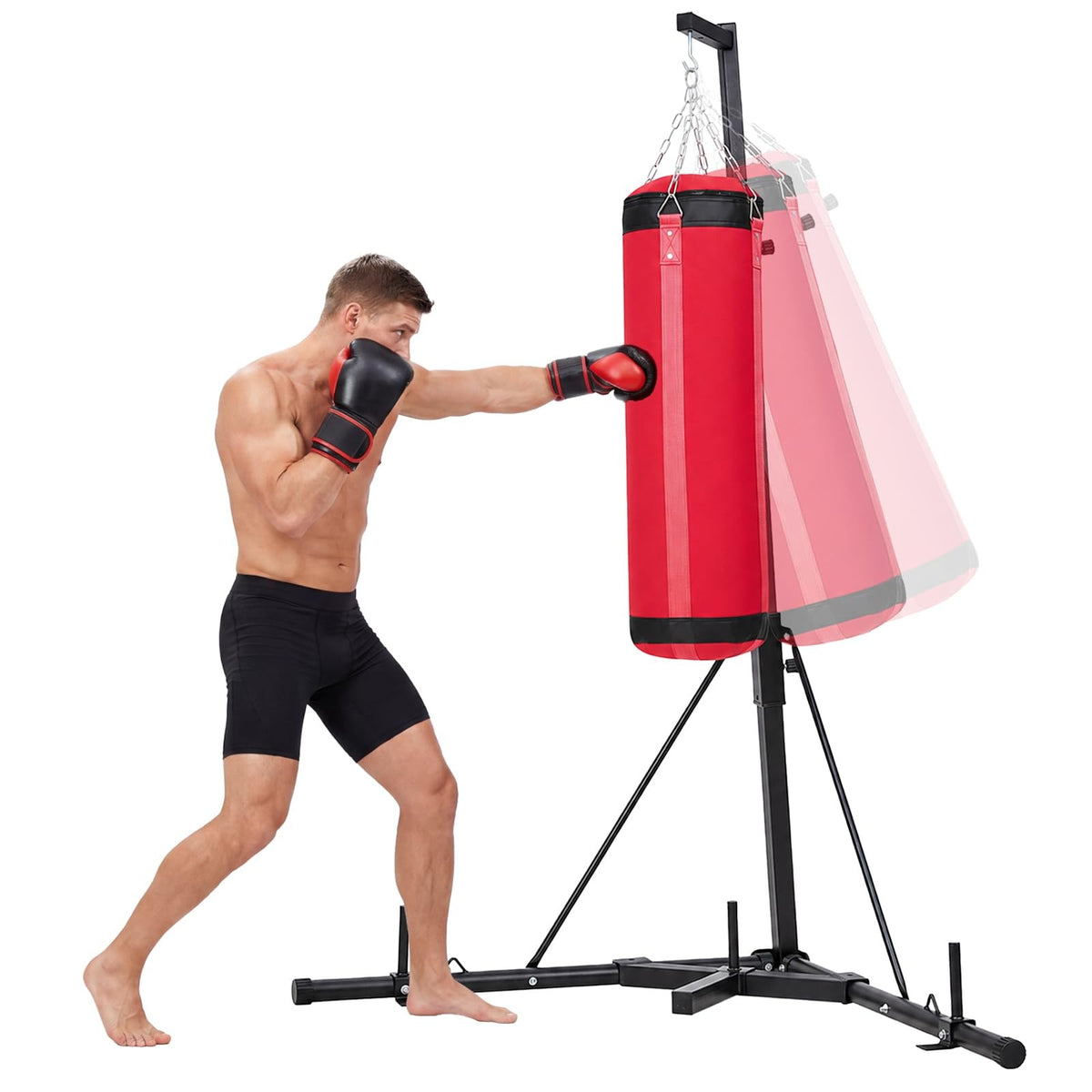 Heavy Punching Bag Stand with Adjustable Height and Foldable Design for Boxing and MMA Training