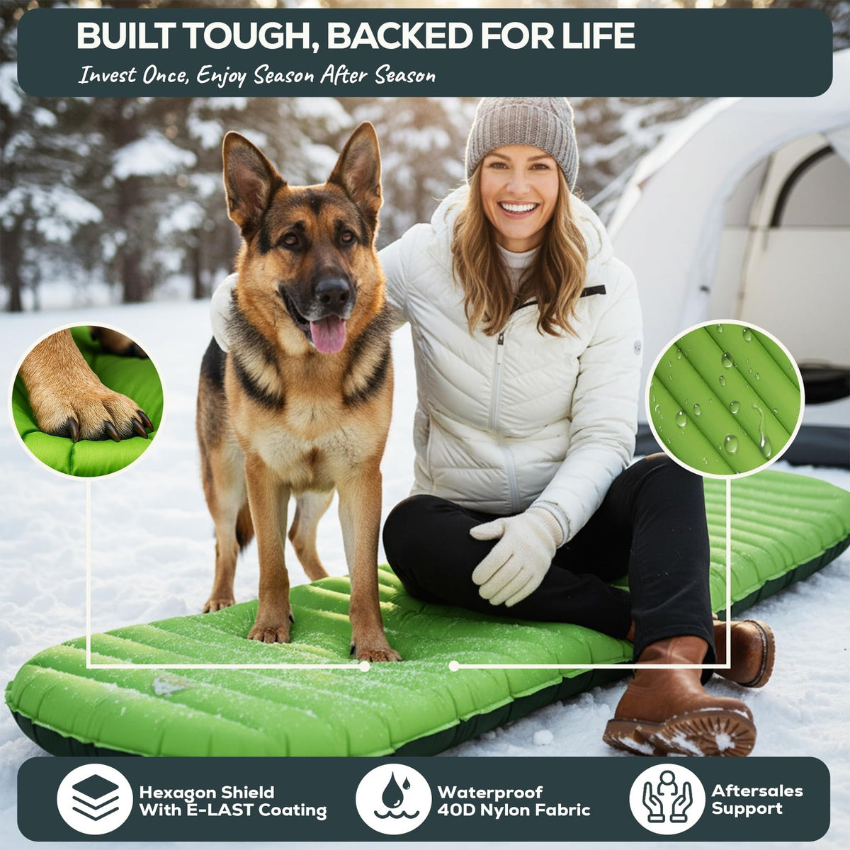 Ultralight Camping Sleeping Pad Inflatable Tent Mattress - 25oz Insulated