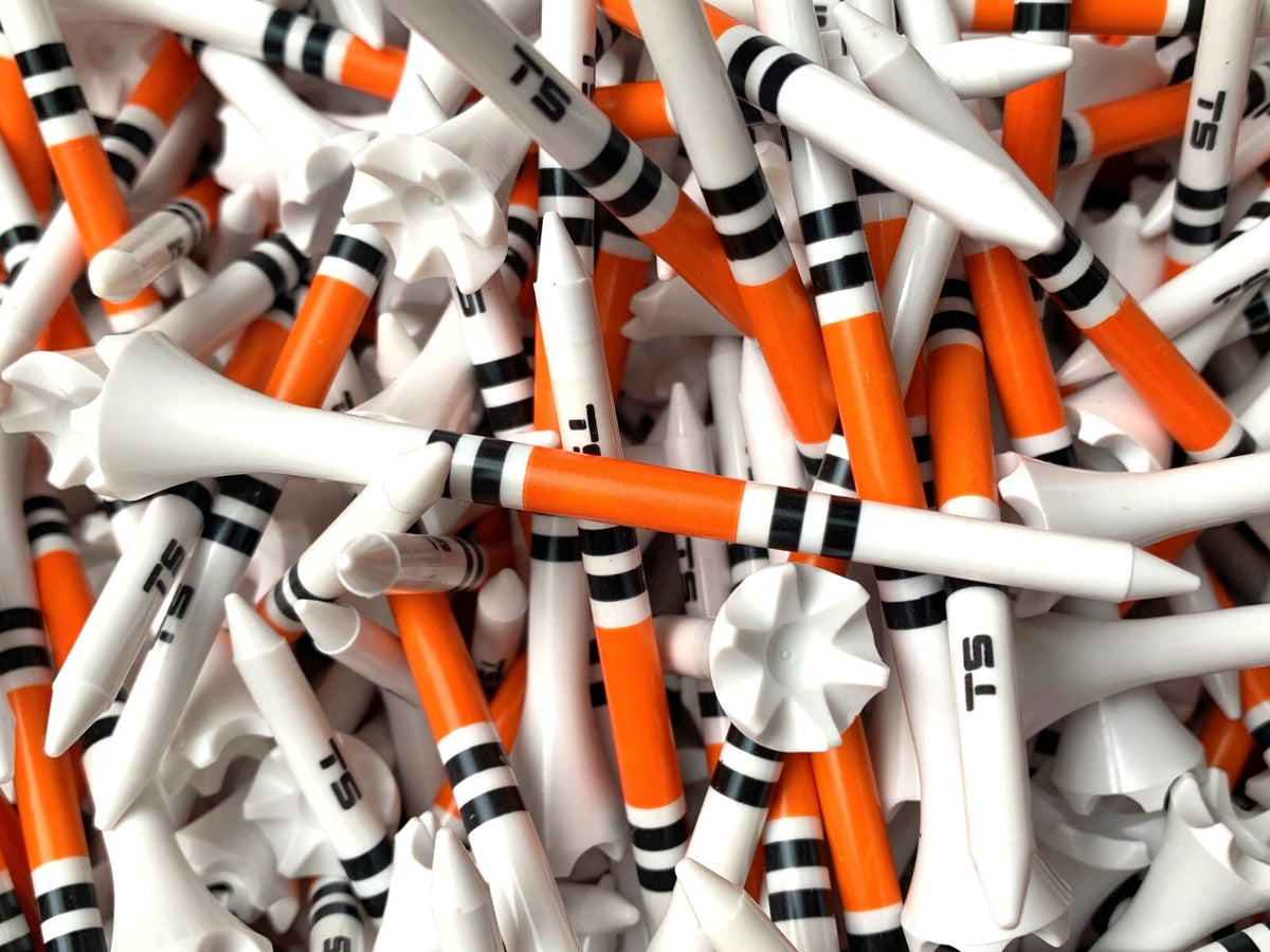 Premium 3.25-Inch Orange and Black Striped Golf Tees - 100 Pack