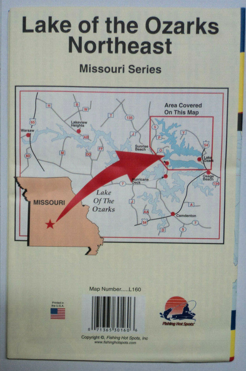 Waterproof Fishing Map Lake of the Ozarks Northeast with GPS Points