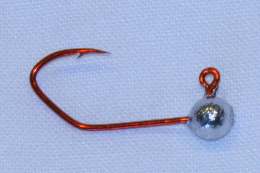 15 Pack 1/8 oz No Collar Live Bait Fishing Jigs with Red Sickle Hooks