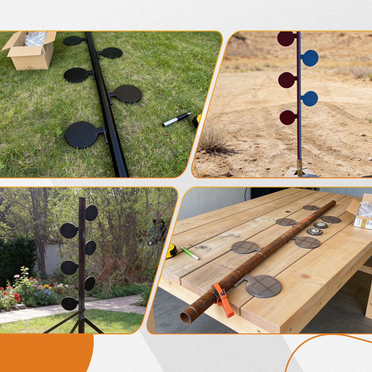 AR500 Steel Dueling Tree Shooting Target Kit - 6 Paddles, 6 Inch, Heavy Gauge