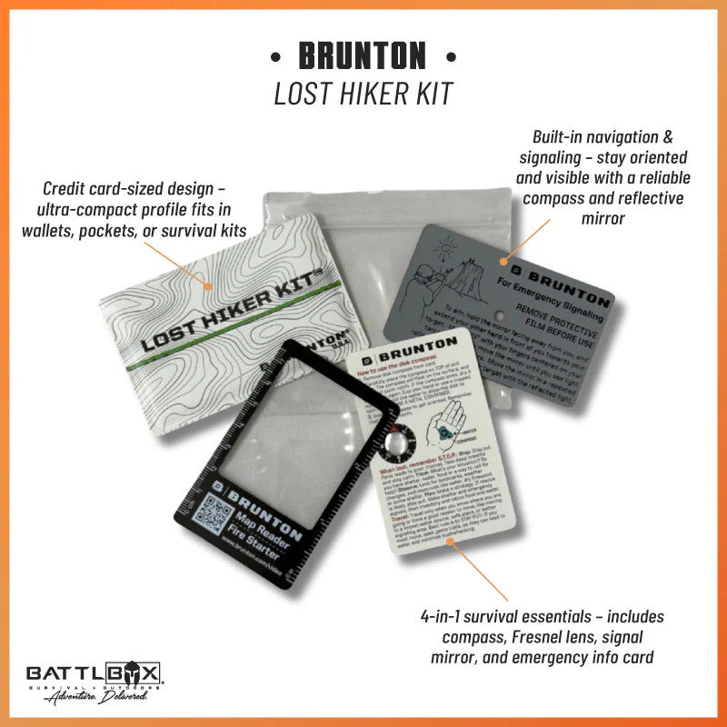 Pocket Survival Kit with Compass, Signal Mirror & Fire Starter for Hiking