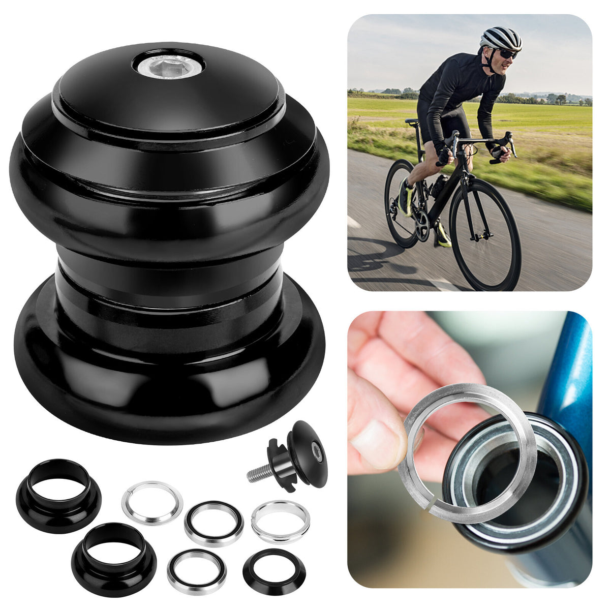 34mm Threadless MTB & Road Bike Headset Kit - External Bearing, Aluminum