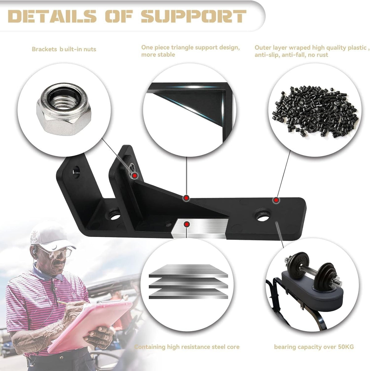 Golf Cart Rear Seat Kit with Support Frame No Drilling EZGO Club Car Compatible