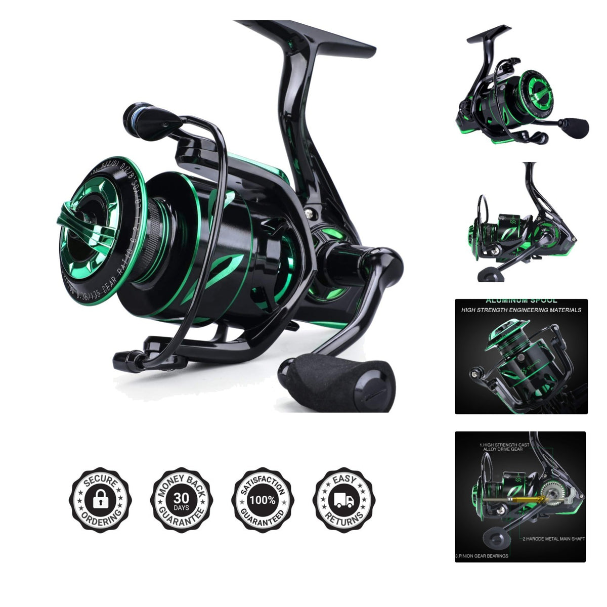 Lightweight Saltwater Spinning Reel with Carbon Fiber Drag and 12+1 Ball Bearings