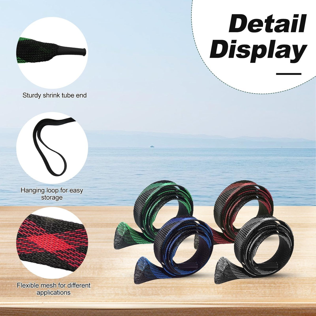 Fishing Rod Sleeve 4-Pack for Poles - Rod Socks & Covers for Spinning & Casting