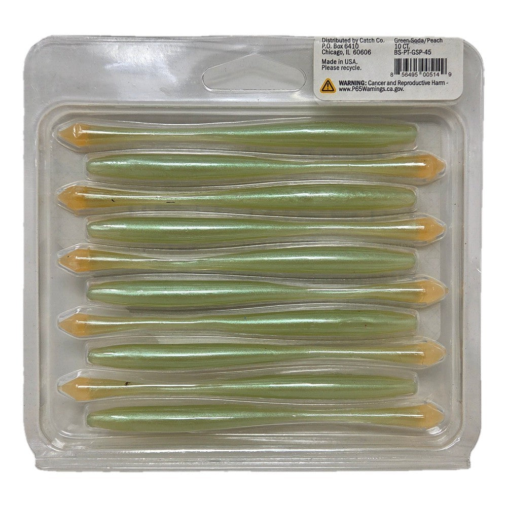 Bass Fishing Soft Plastic Worms - Finesse Drop Shot Baits with Plasma Tail - 10 Pack