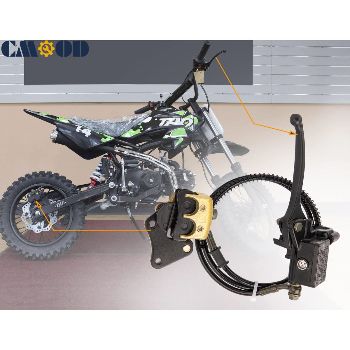 Front Disc Brake Master Cylinder Caliper Kit for 50cc-125cc Pit Bike - 1100mm Hose