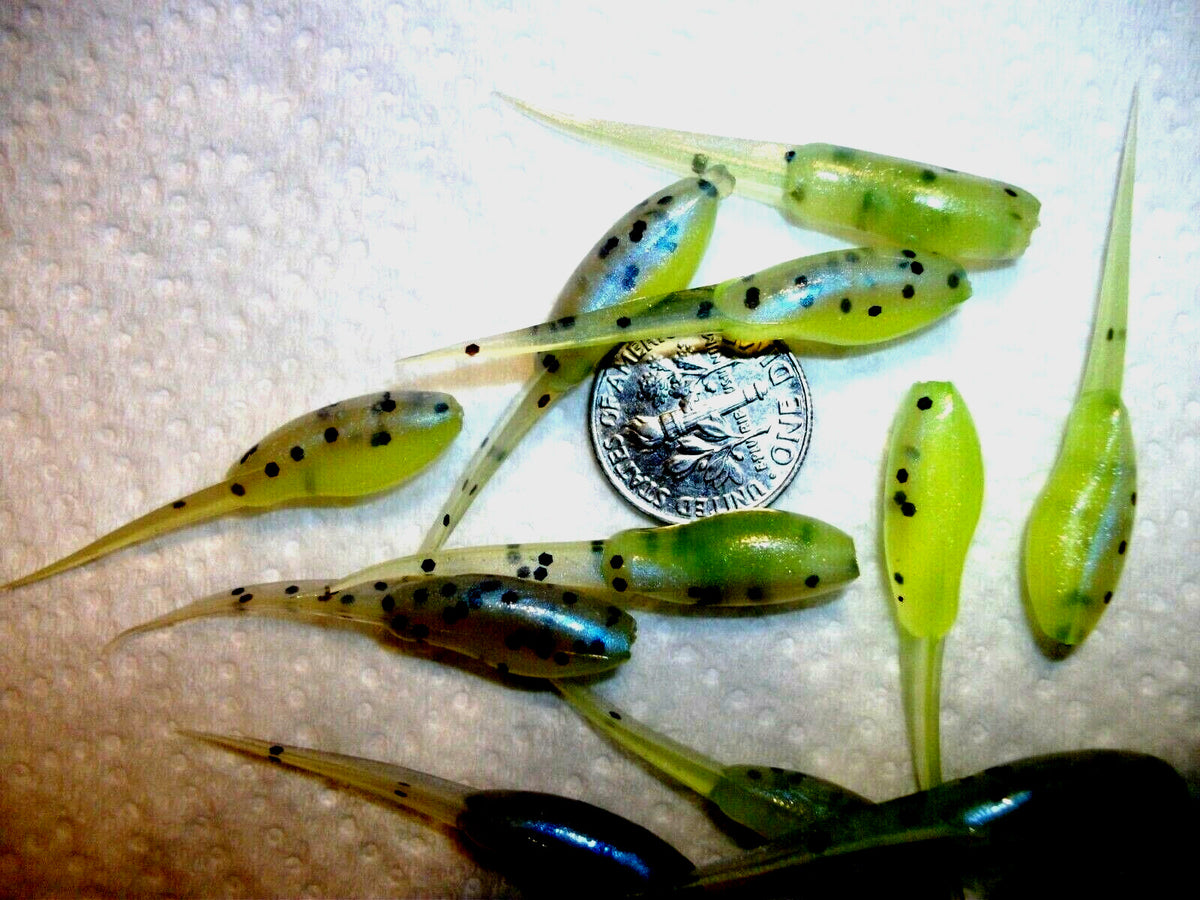 Soft Plastic Crappie & Panfish Grubs - 1 3/4 Inch Fishing Lures - Multiple Colors