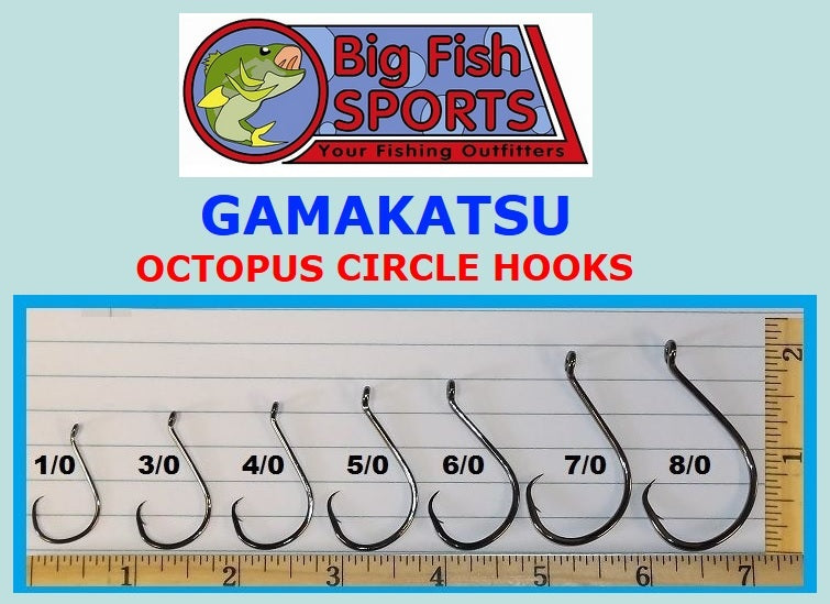 Fishing Octopus Circle Hooks Pack of 25 - Multiple Sizes, Strong High Carbon Steel