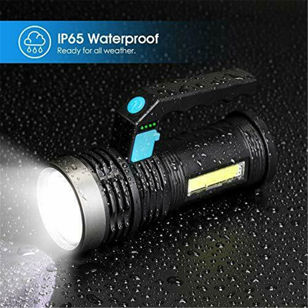 High Lumen Rechargeable LED Tactical Flashlight with 500m Beam, Waterproof
