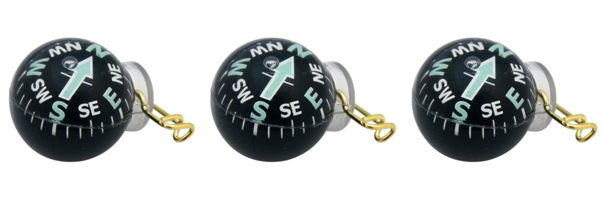 Pin-On Liquid-Filled Navigational Compass with Luminous Arrow - 3 Pack