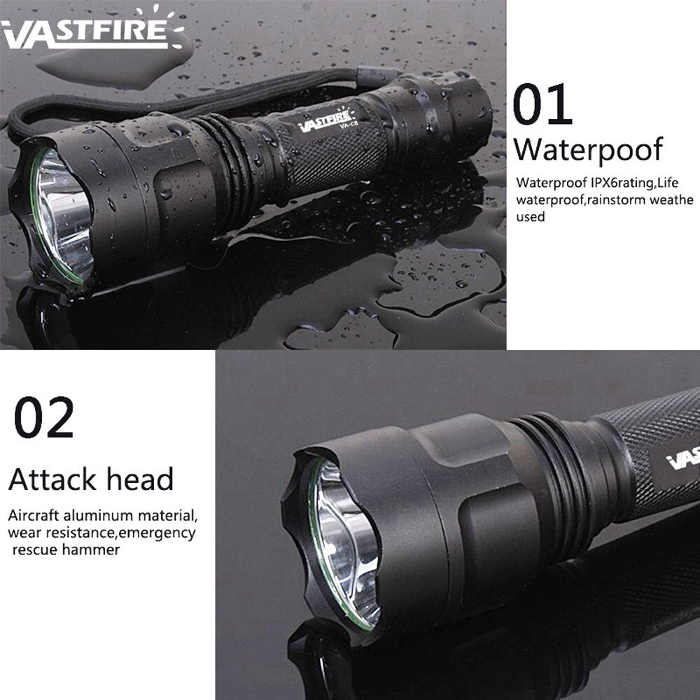 Rechargeable Red LED Hunting Flashlight 400 Yards Waterproof Torch for Predator and Varmint