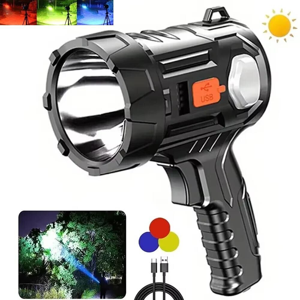 High-Power Handheld Rechargeable Flashlight 30 Million Lumens, Waterproof