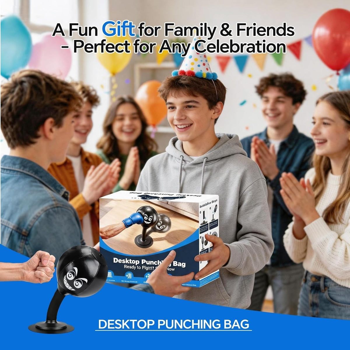 Desktop Punching Bag Stress Relief Toy with Suction Cup Base