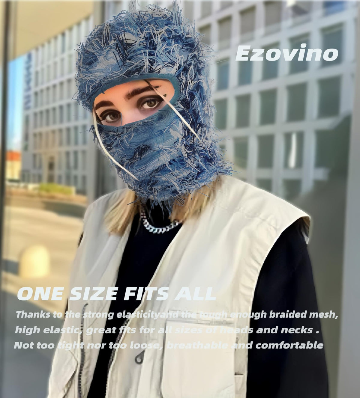 Distressed Full Face Ski Mask Balaclava for Winter Sports and Cosplay