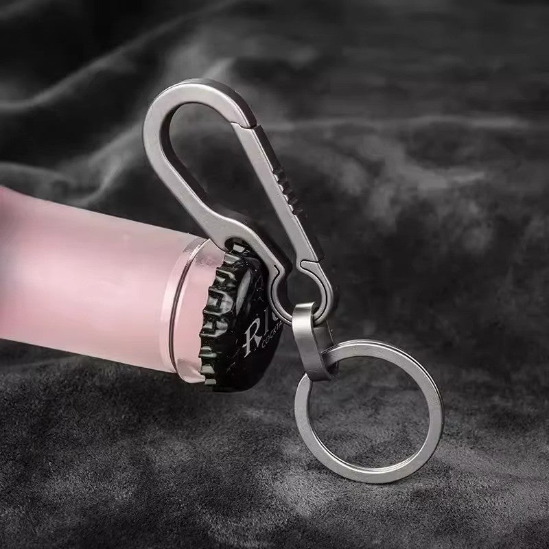Titanium Carabiner Keychain with Bottle Opener - Camping, Hiking, Travel Accessory
