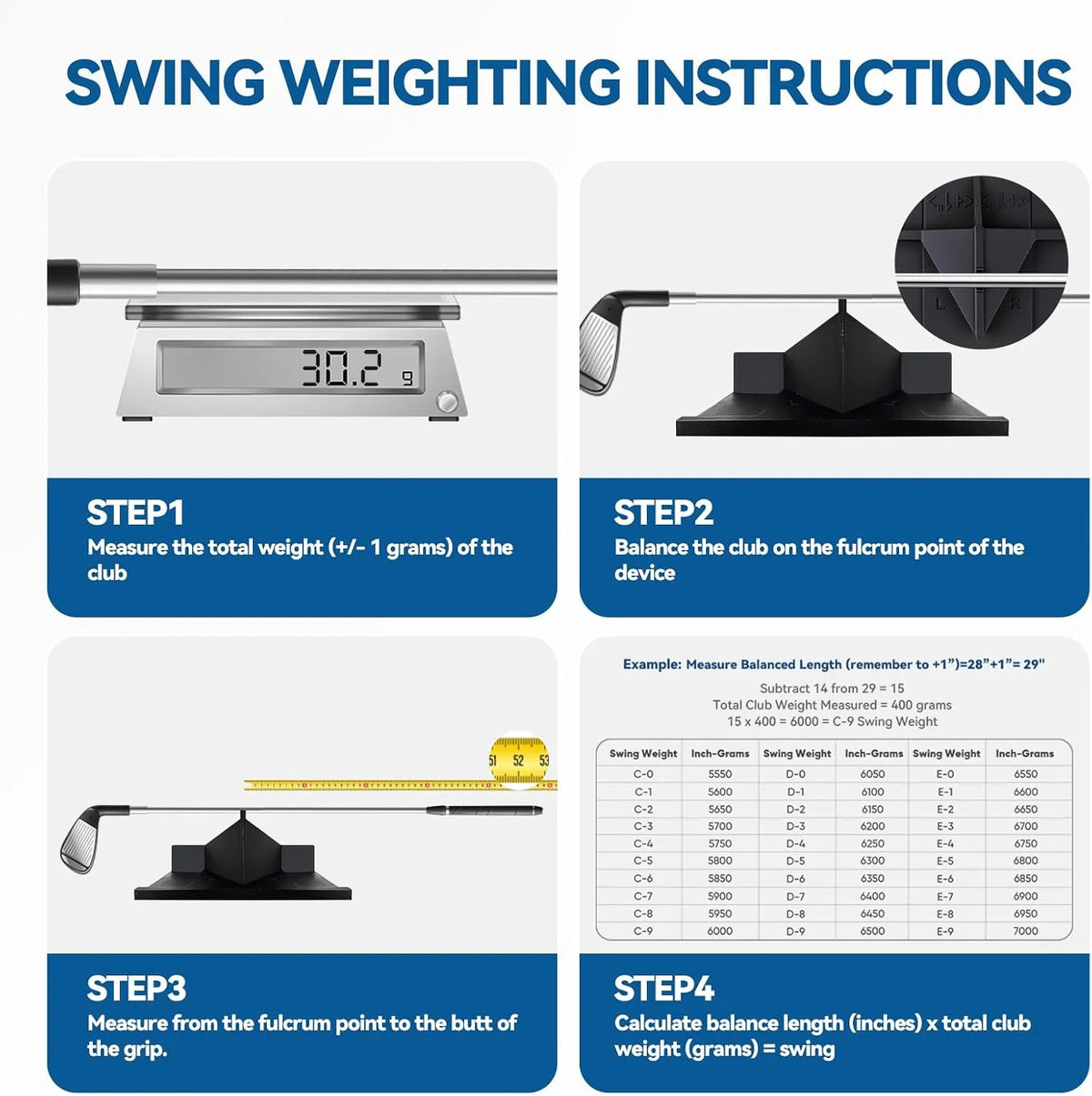 Golf Club Length and Swing Weight Fitting Scale Tool - Accurate Measurement