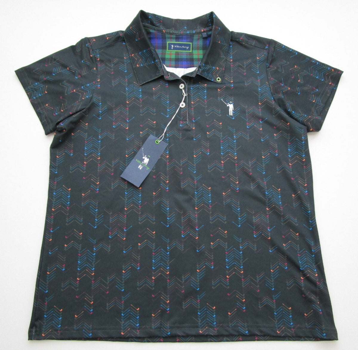 Women's XL Golf Polo Shirt - William Murray Herringbone Sport Top