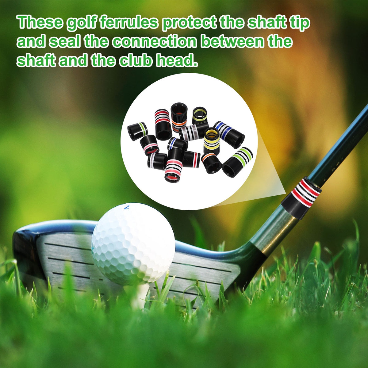 Golf Ferrules 25mm Taper Tip Set - Red, 12 Pack for Iron Club Repair