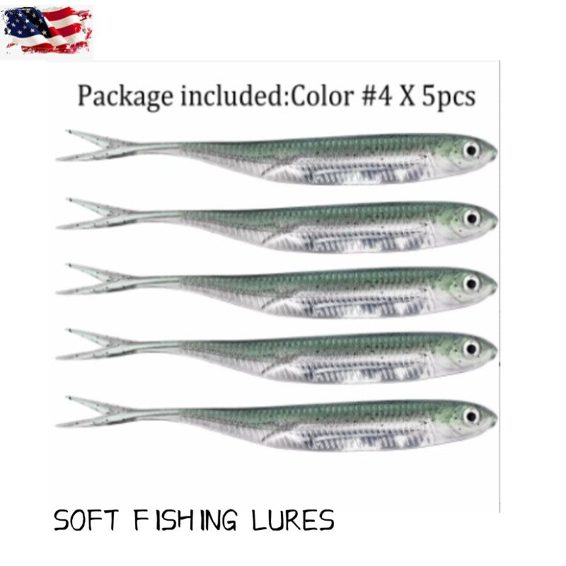 5X Soft Plastic Swimbaits Paddle Tail Shad Fishing Lures for Bass and Trout