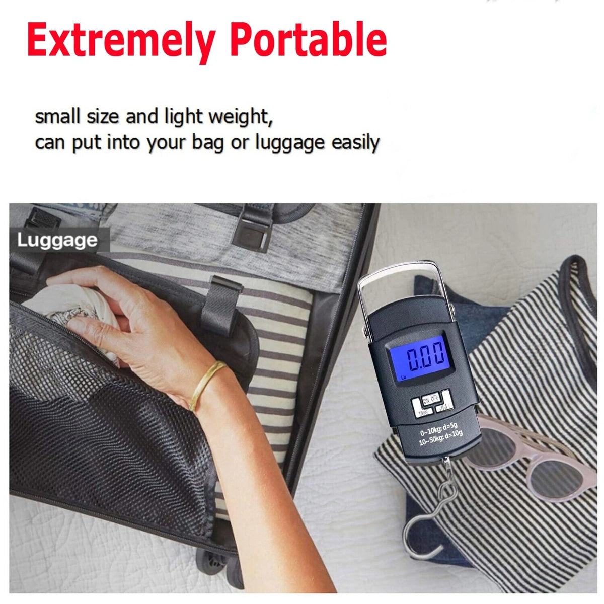 Portable Digital Luggage Scale 110lb / 50kg with Backlight and Hook