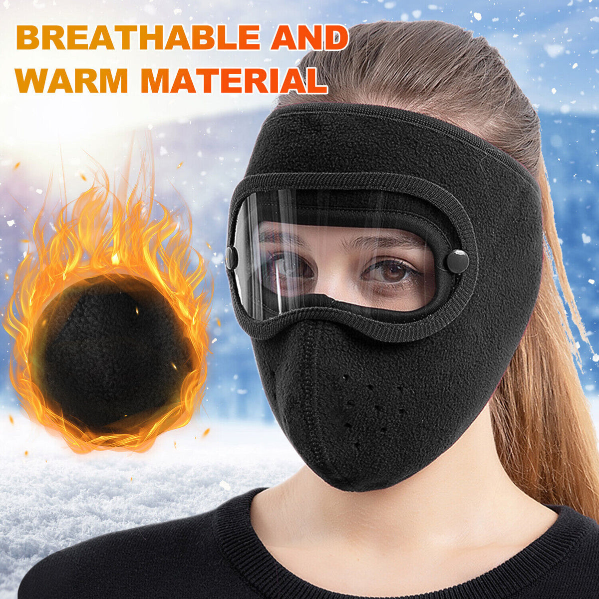 Winter Wool Face Mask with Goggles Full Face Windproof Dust Helmet