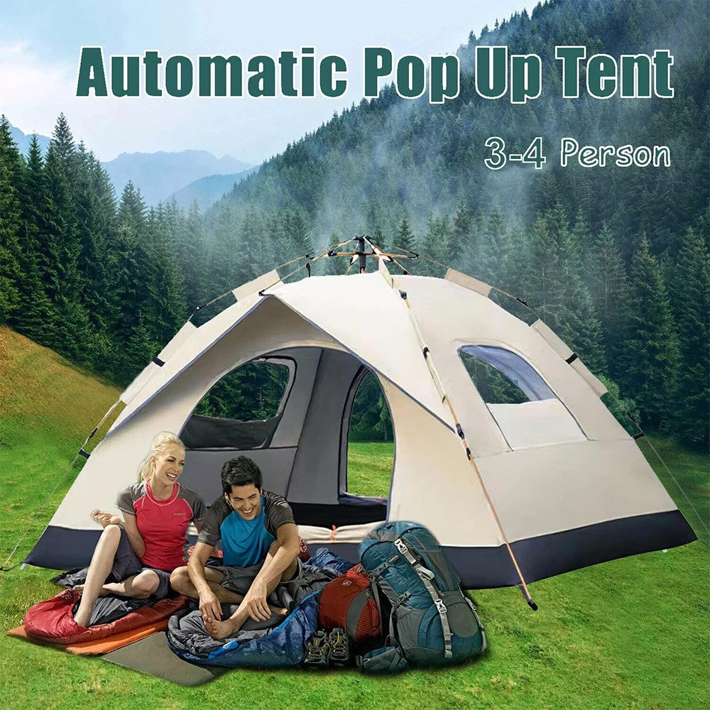 Automatic Pop Up Camping Tent Waterproof Instant Canopy for 3-4 People
