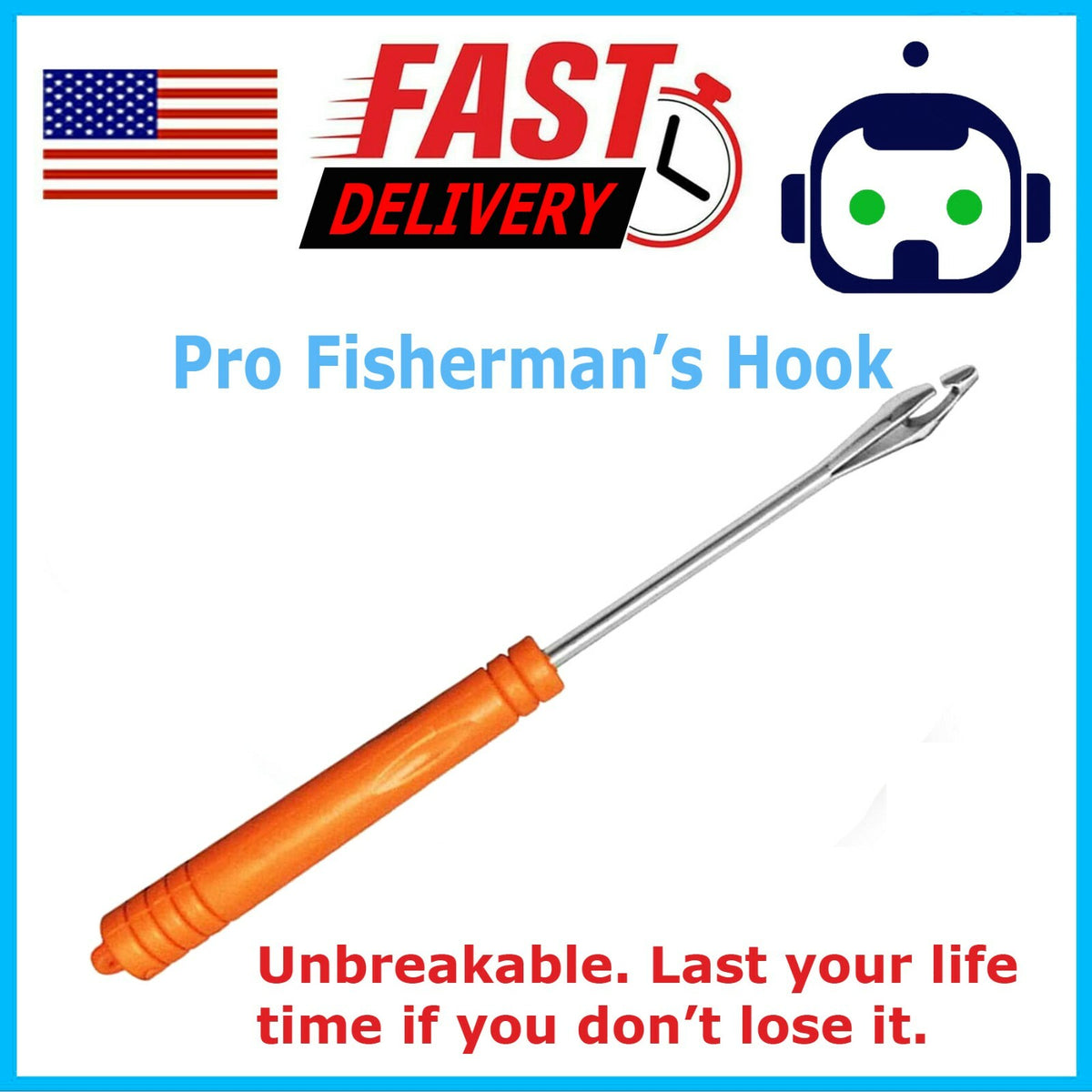 Fishing Hook Remover Tool Stainless Steel Handle, Safe Fish Lip Extraction