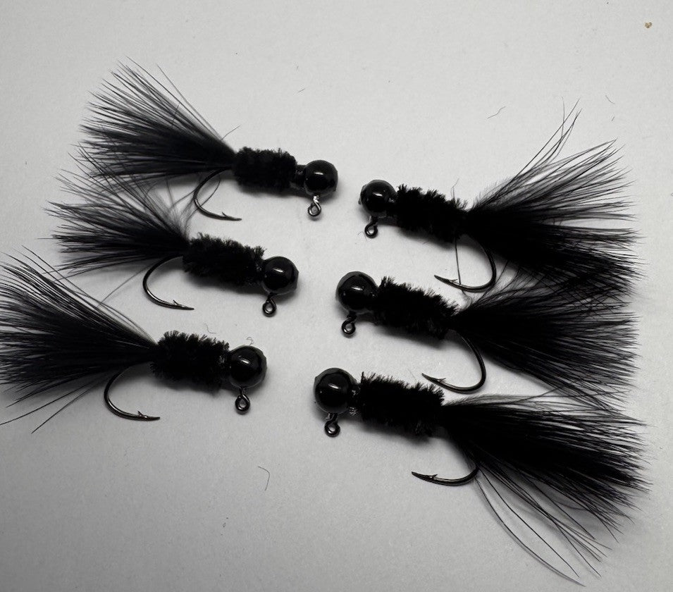 6 Pack 1/16 oz Hand-Tied Marabou Fishing Jigs for Trout & Crappie