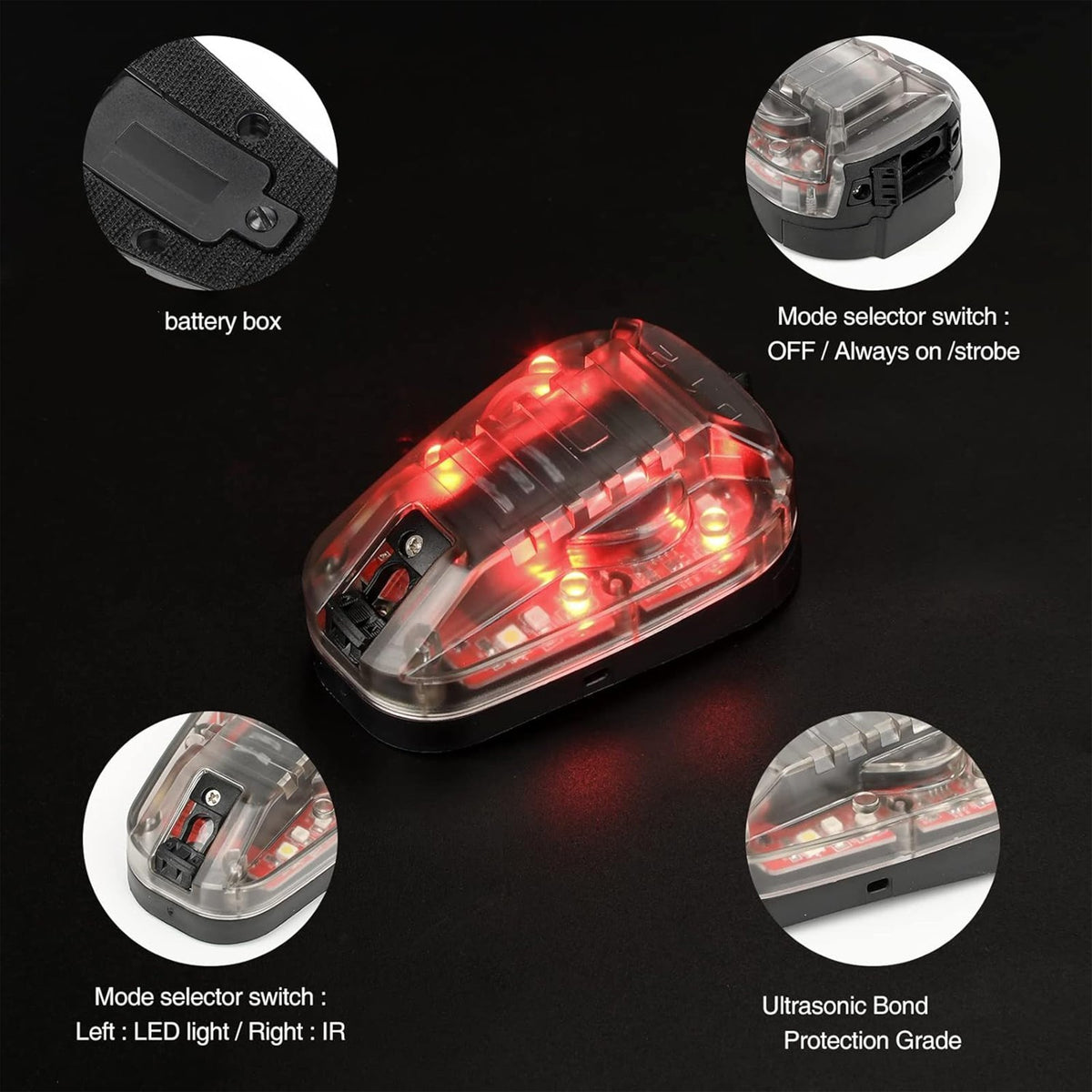 Tactical Helmet Signal Light with IR and Flashing Modes for Military Outdoor Use