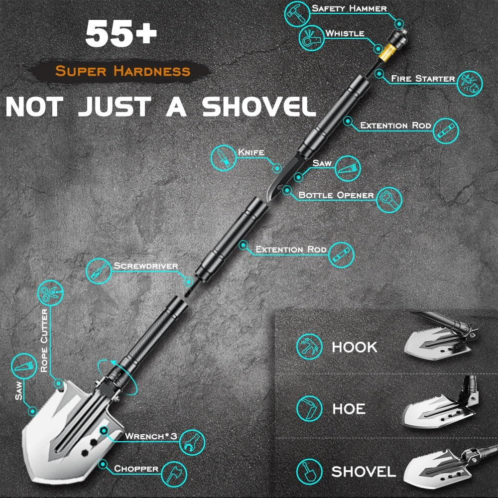 23-in-1 Camping Hiking Folding Shovel Multi-Tool Kit Portable Spade Set