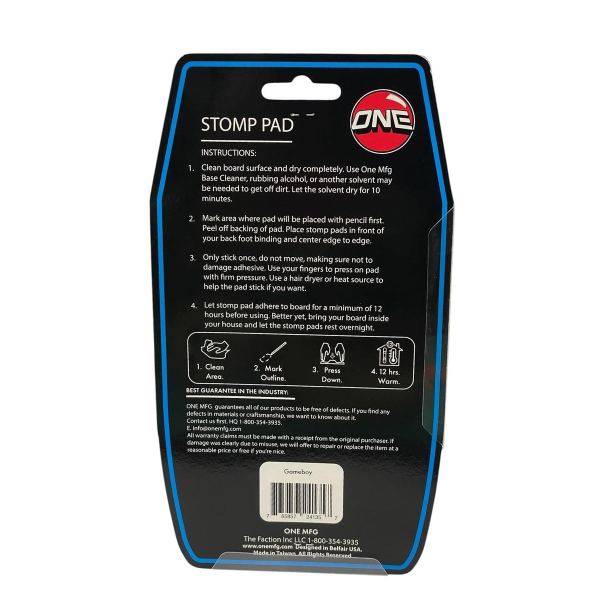 Game Boy Snowboard Stomp Pad 6 x 3.75 Inches Lightweight Anti-Slip Traction Pad