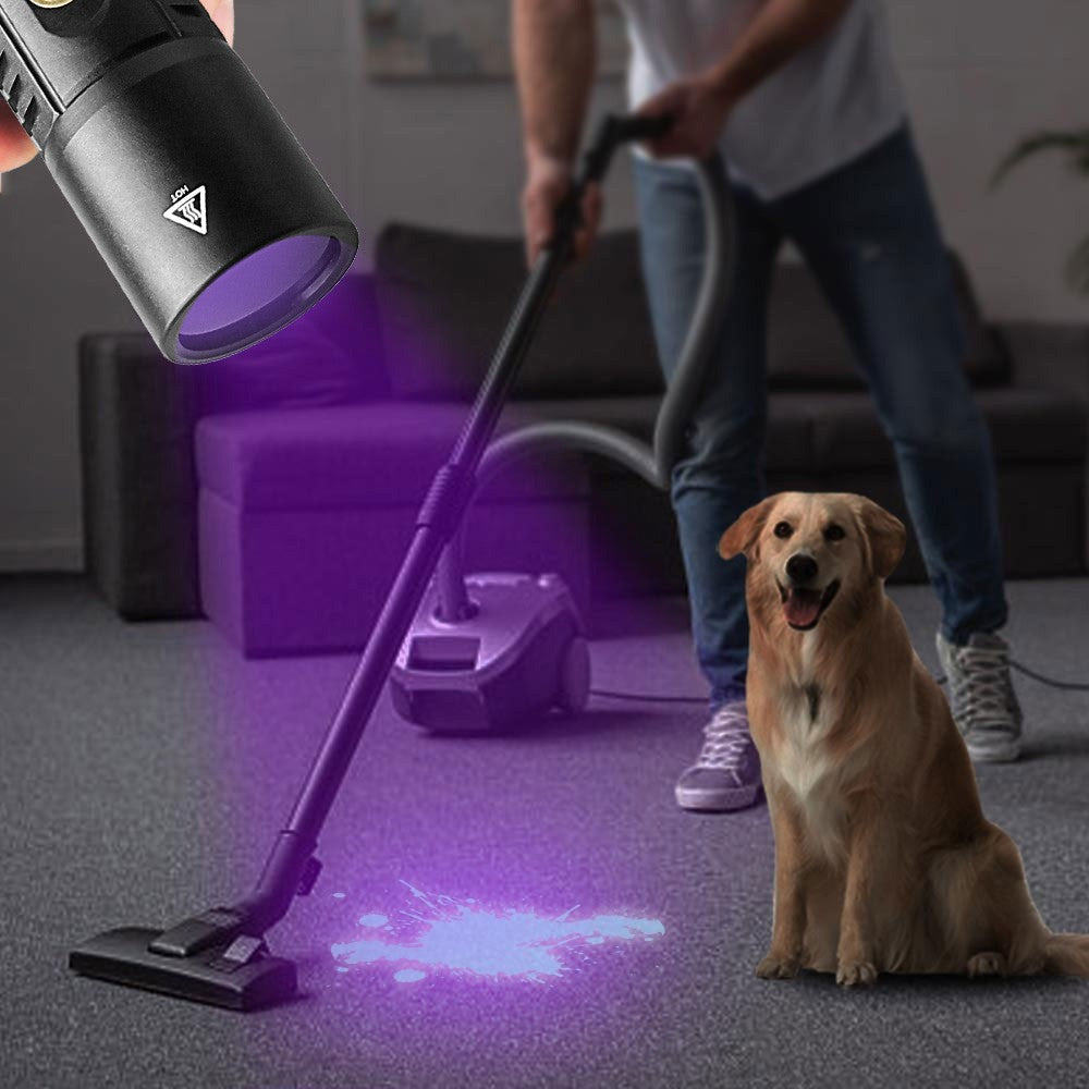 30W UV Black Light Flashlight for Pet Stain Detection - USB Rechargeable