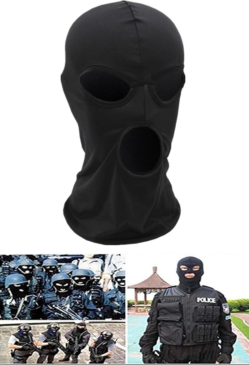 Unisex 3-Hole Thin Face Mask Balaclava for Motorcycle Ski Sun Protection
