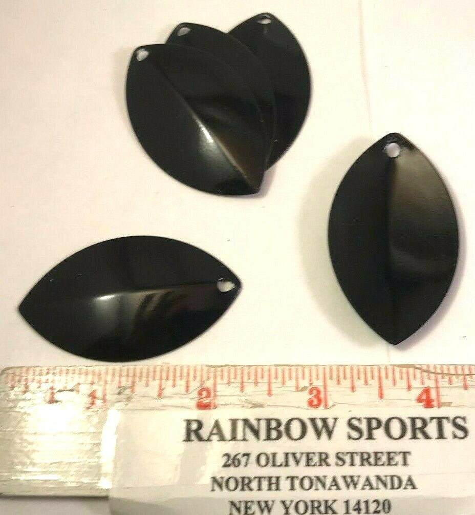 Fishing Spinner Blade Set - Black Willow Leaf #6 Magnum Turtles
