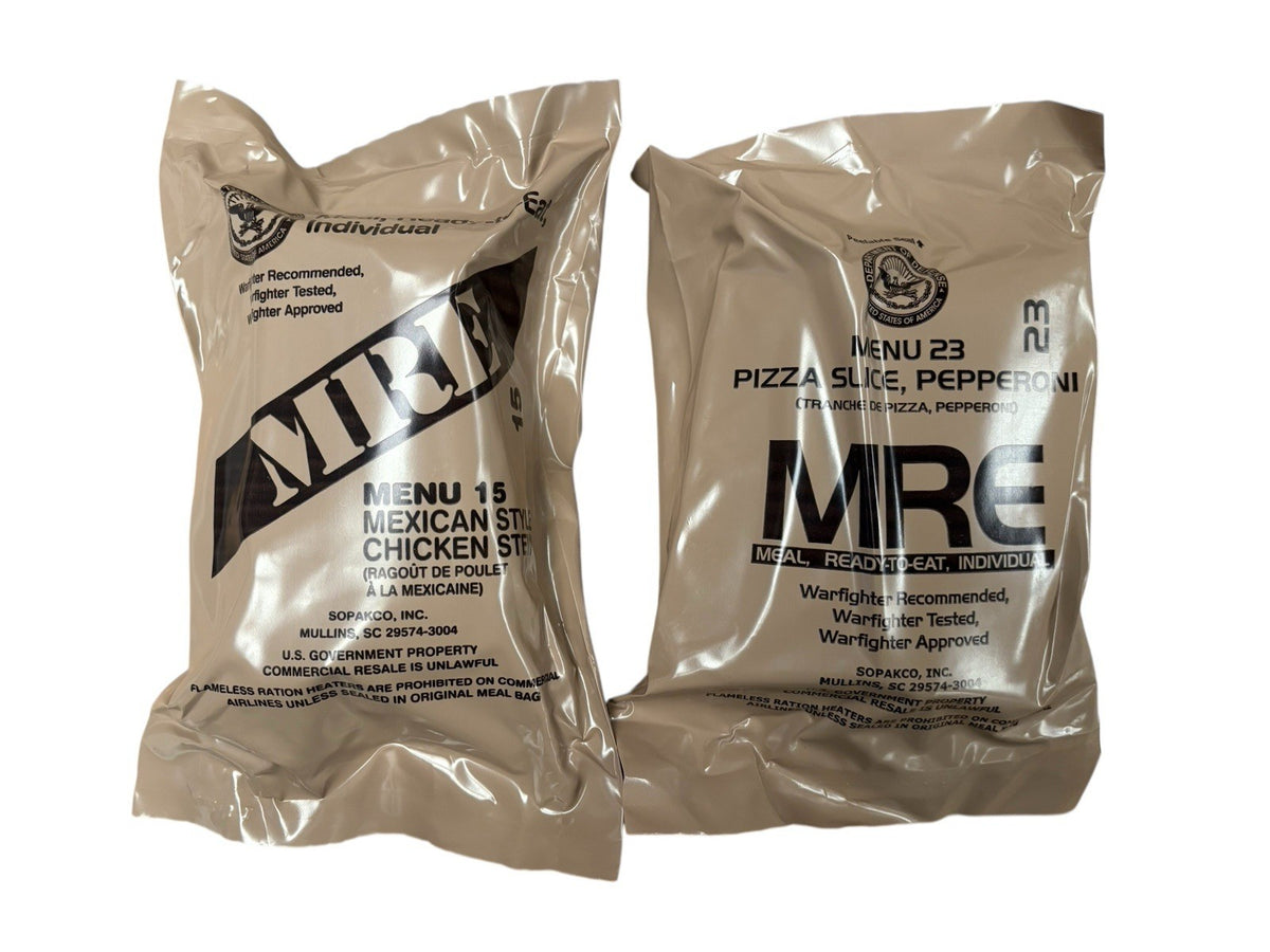 Military MRE Meal Pack - 2 Varieties, Ready-to-Eat Emergency Food Kit