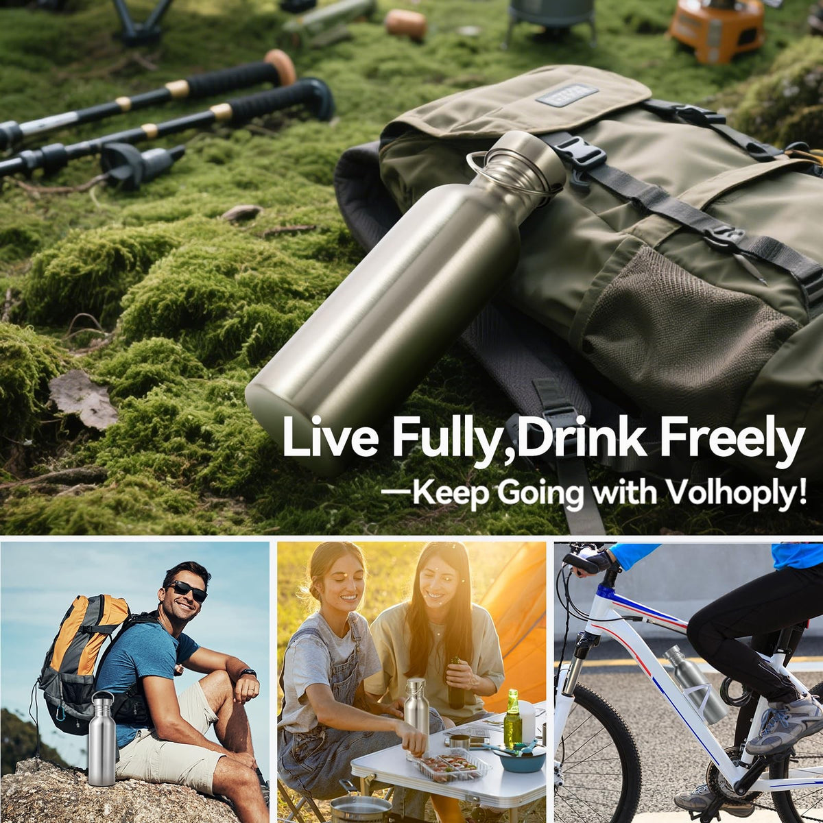 26oz Stainless Steel Water Bottle BPA-Free Reusable Leakproof Camping Hydration