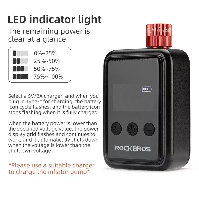 Electric Bicycle Pump 150 PSI Portable Inflator with LED Digital Display